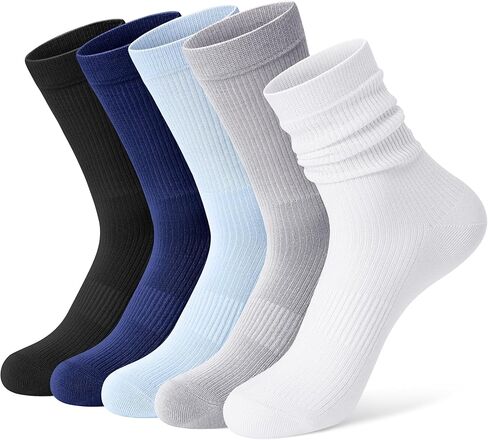 FITRELL Women's Bamboo Rayon Crew Socks, 5-Pack Thin & Breathable Quarter Calf Scrunch Socks for Casual, Dress, Bussiness in Kuwait