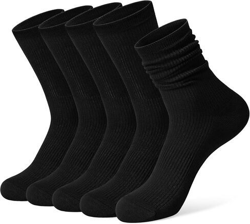 FITRELL Women's Bamboo Rayon Crew Socks, 5-Pack Thin & Breathable Quarter Calf Scrunch Socks for Casual, Dress, Bussiness in Saudi Arabia