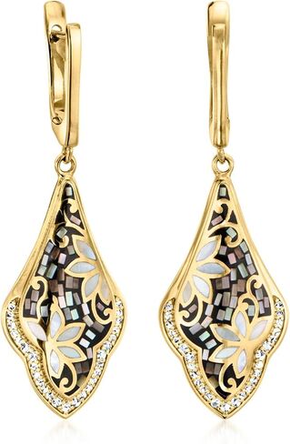 روس سيمونز عرق اللؤلؤ الأبيض والرمادي و.50 قيراط. t.w. أقراط متدلية من الزركون الأبيض من الذهب عيار 18 قيراطًا فوق الجنيه الاسترليني in Kuwait