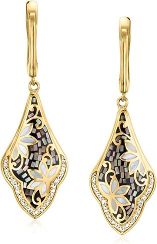 روس سيمونز عرق اللؤلؤ الأبيض والرمادي و.50 قيراط. t.w. أقراط متدلية من الزركون الأبيض من الذهب عيار 18 قيراطًا فوق الجنيه الاسترليني in Kuwait