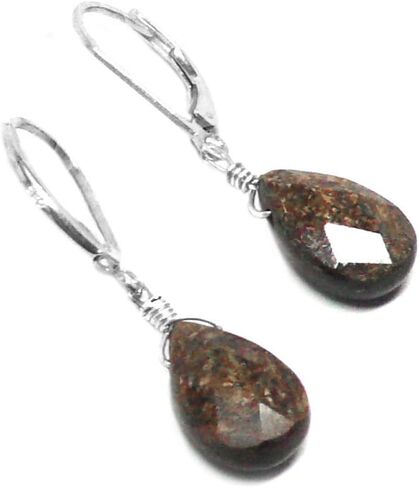 Bronzite 12x8mm Briolette Sterling Silver Lever Back Earrings in Saudi Arabia