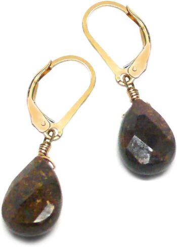 Bronzite 12x8mm Briolette Sterling Silver Lever Back Earrings in Saudi Arabia