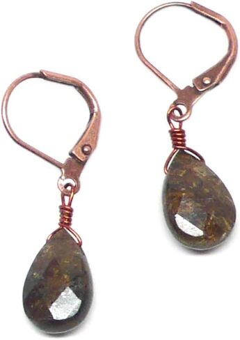 Bronzite 12x8mm Briolette Sterling Silver Lever Back Earrings in Saudi Arabia