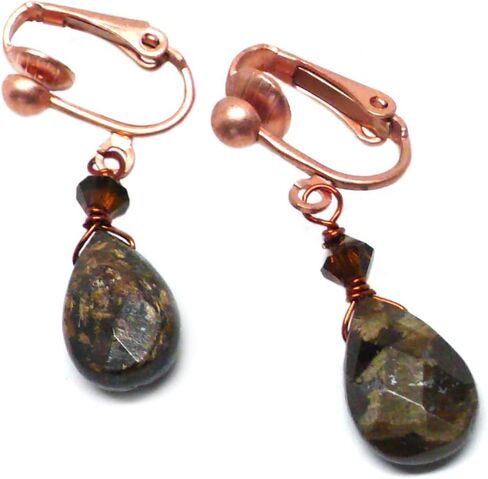 Bronzite 12x8mm Briolette Sterling Silver Lever Back Earrings in Saudi Arabia
