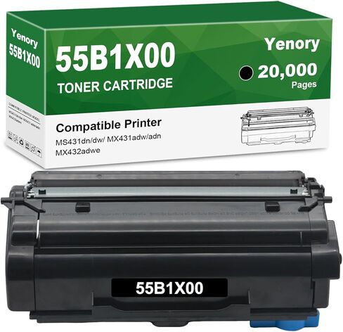Remanufactured 55B1H00 Black High Yield Toner Cartridge Replacement for Lexmark 55B1H00 55B1000 55B1X00 Work for MS431 MX431 MX432 MS331 MX331 Laser Printer 15,000 Page-Yield (2 Pack) in Kuwait