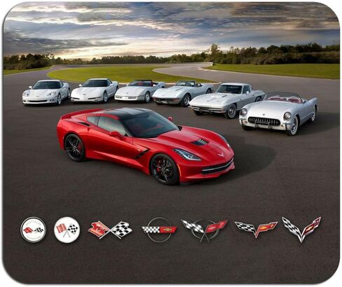 لوحة ماوس C1-C7 Corvette Generations - وسادة سطح مكتب مطاطية غير قابلة للانزلاق للمكتب أو المنزل - مرخصة رسميًا من GM in Saudi Arabia