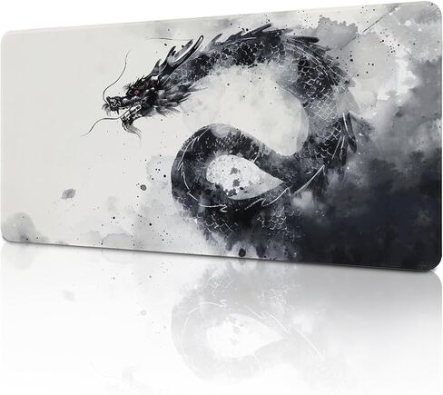 Cool Black and White Dragon Mouse Pad Gaming Japanese Large Mousepad Desk Pad for Laptop Keyboard and Mouse Non-Slip Rubber Office Minimalist Desk Accessories 23.6" X 11.8" in Kuwait