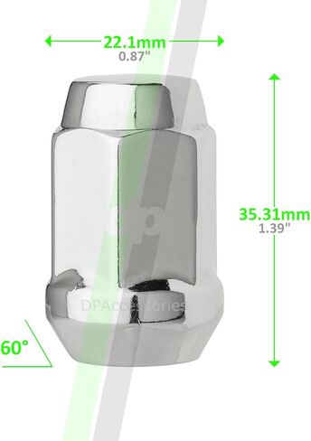 DPAccessories 20 Chrome 1/2-20 Closed End Bulge Acorn Lug Nuts - Cone Seat - 3/4" Hex LCB3B2HC-CH04020 in Saudi Arabia