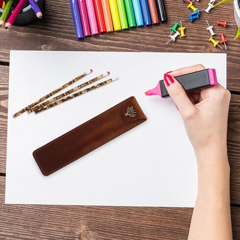 NUOBESTY Leather Pen Pouch Single Pen Case Holder Fountain Pen Pouch Soft Pen Sleeve Cover Pen Case Desk Supplies (Brown) in Saudi Arabia