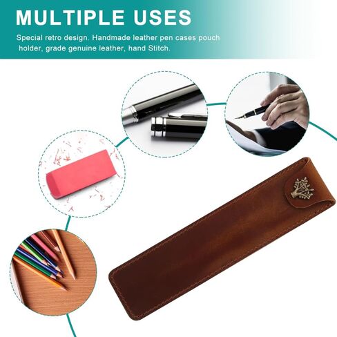 NUOBESTY Leather Pen Pouch Single Pen Case Holder Fountain Pen Pouch Soft Pen Sleeve Cover Pen Case Desk Supplies (Brown) in Saudi Arabia