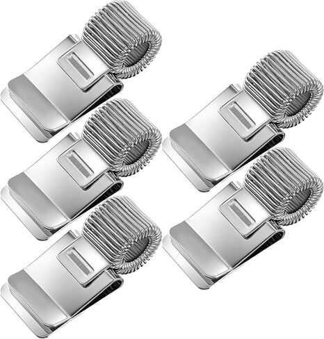 5 قطع حامل مشبك قلم فضي، حامل مشبك قلم، مشابك أقلام مجلة، حامل أقلام مجلة قابل للتعديل مع حلقة زنبركية واحدة للكمبيوتر المحمول، الحافظة، لون فضي in Kuwait