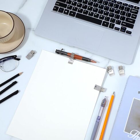 5 قطع حامل مشبك قلم فضي، حامل مشبك قلم، مشابك أقلام مجلة، حامل أقلام مجلة قابل للتعديل مع حلقة زنبركية واحدة للكمبيوتر المحمول، الحافظة، لون فضي in Kuwait