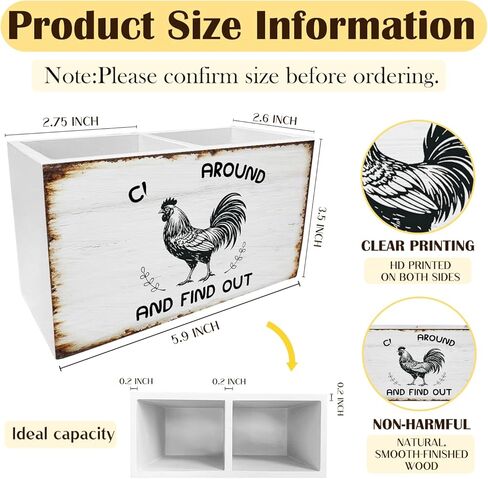 Vintage Rustic Chicken Pen Holder for Desk, Chicken Lover Gifts Pencil Organizer, Funny Rooster Wooden Box Sign Desk Decor for Home Office Decoration in Saudi Arabia