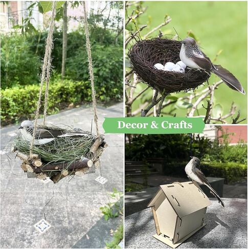 4pcs Grey Artificial Feather Birds 6inch Clip on Realistic Sparrow Bird Ornaments for Christmas Tree Decoration Wreath Craft Garden Home Decor Party in Saudi Arabia