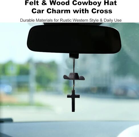 Cowboy Hat Car Charm Western Rear View Mirror Hanging Decor Accessories for Men Women Country Style Cowgirl Charms Cool Interior Hanger for Car with Stylish Hanging Ornaments in Kuwait