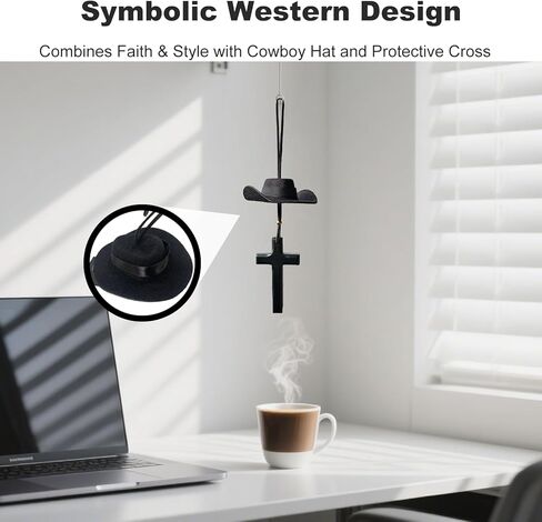 Cowboy Hat Car Charm Western Rear View Mirror Hanging Decor Accessories for Men Women Country Style Cowgirl Charms Cool Interior Hanger for Car with Stylish Hanging Ornaments in Kuwait