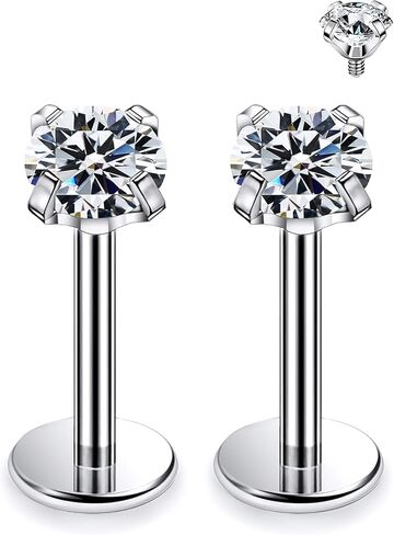 20G 18G 16G 14G ASTM F136 التيتانيوم الصلب الجراحي الداخلي خيط مسطح الظهر أقراط الشفاه خواتم Labret ميدوسا هيليكس الزنمة الغضروف القرط مسمار ثقب المجوهرات للنساء الرجال الفضة الذهب in Kuwait