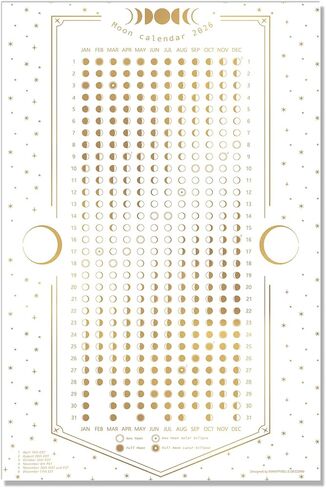 Moon Calendar 2026 - White 12x18 inch Vertical - Lunar Phases & Eclipses Celestial Wall Poster Chart - Astronomy and Minimalist Decor - for Study, Rituals or Gifting in Saudi Arabia