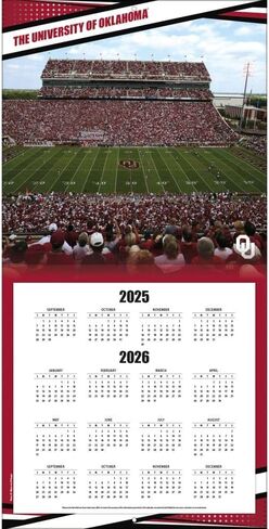 NCAA Oklahoma Sooners 2026 Wall Calendar, 12'' X 12'', 16-Month Calendar with Stapled Binding in Saudi Arabia