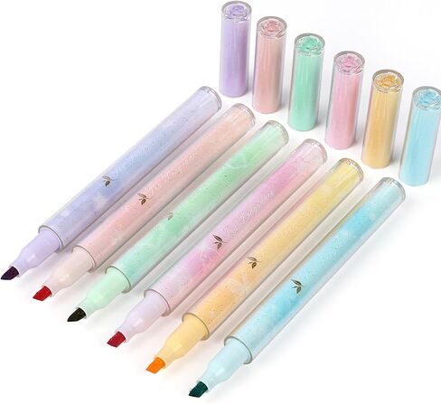 6 عبوات من أقلام التحديد الجمالية، رأس إزميل، ألوان متنوعة، للاستخدام المنزلي والمكتبي، مستلزمات المعلمين، قلم تحديد مثالي للتنظيم والتلوين in Kuwait