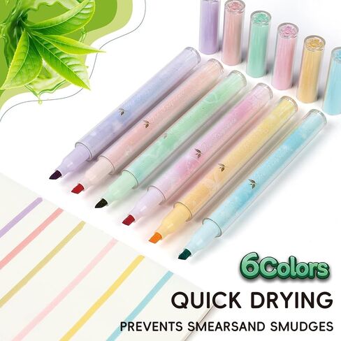 6 عبوات من أقلام التحديد الجمالية، رأس إزميل، ألوان متنوعة، للاستخدام المنزلي والمكتبي، مستلزمات المعلمين، قلم تحديد مثالي للتنظيم والتلوين in Kuwait