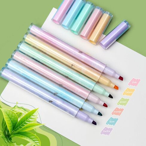 6 عبوات من أقلام التحديد الجمالية، رأس إزميل، ألوان متنوعة، للاستخدام المنزلي والمكتبي، مستلزمات المعلمين، قلم تحديد مثالي للتنظيم والتلوين in Kuwait