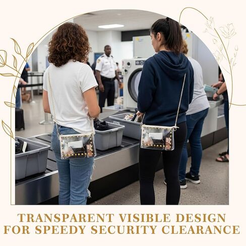 Stylish Clear Stadium Bag for Women, Transparent PVC Crossbody Purse with Gold Chain and Studded Design, Stadium Approved, Perfect for Concerts, Sports and Events, 9" x 6.3" x 1.38" in Saudi Arabia