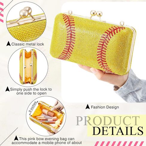 Softball Rhinestone Evening Bag 2026 New Year Sports Purse for Women Sparkly Glitter Purses Bling Crystal Novelty Accessories for Concerts Party Wedding Competitionssy in Saudi Arabia