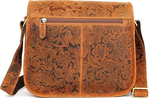 حقيبة كروس جلدية منقوشة للنساء | حمالة كتف على الطراز العتيق مع غطاء بإبزيم مغناطيسي | حقيبة كروس صغيرة للاستخدام اليومي للسفر والاستخدام العادي واليومي in Kuwait