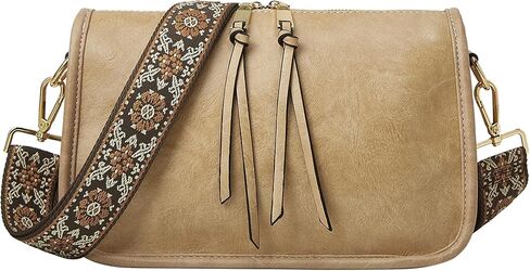 Crossbody Bag for Women Bohemian Vintage Stylish Purse Vegan Leather Shoulder Bag with Adjustable Wide Strap in Saudi Arabia