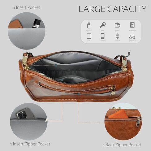 Crossbody Bag for Women Bohemian Vintage Stylish Purse Vegan Leather Shoulder Bag with Adjustable Wide Strap in Saudi Arabia