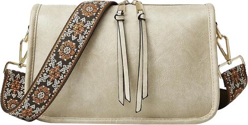 Crossbody Bag for Women Bohemian Vintage Stylish Purse Vegan Leather Shoulder Bag with Adjustable Wide Strap in Saudi Arabia