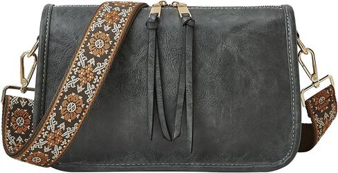 Crossbody Bag for Women Bohemian Vintage Stylish Purse Vegan Leather Shoulder Bag with Adjustable Wide Strap in Saudi Arabia