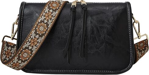 Crossbody Bag for Women Bohemian Vintage Stylish Purse Vegan Leather Shoulder Bag with Adjustable Wide Strap in Saudi Arabia