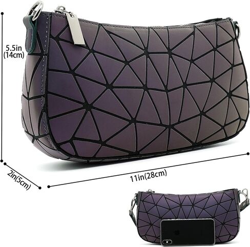 Small Shoulder bag with 2 Removable Straps Geometric Luminous Clutch Purse for Women Geometric underarm bag and Holographic crossbody bag in Kuwait