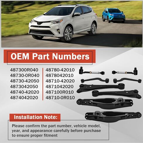 4873042050 8pcs Rear Lateral &Upper & Lower Rearward Control Arm Set Compatible with Toyota RAV4 2006-2018 Fit for Lexus NX300 2018-2021 NX300h 2015-2021 Replace 48780-42010 in Kuwait