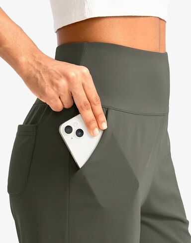 G Gradual Women's Bermuda Long Shorts with Pockets 7" High Waisted Knee Length Shorts for Women Walking Athletic Workout(Grey Sage-L7,M) in Kuwait