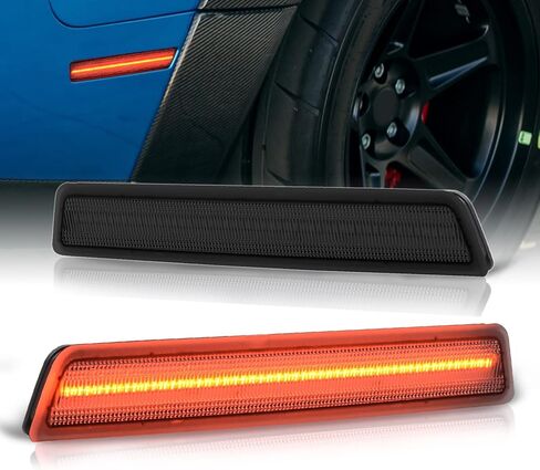 AJP Distributors Front Amber Rear Red LED Side Marker Lights Driving Bumper Signal Reflector Lamps Compatible/Replacement For Challenger 2015 2016 2017 2018 2019 2020 2021 2022 15 16 17 18 19 20 21 22 in Kuwait