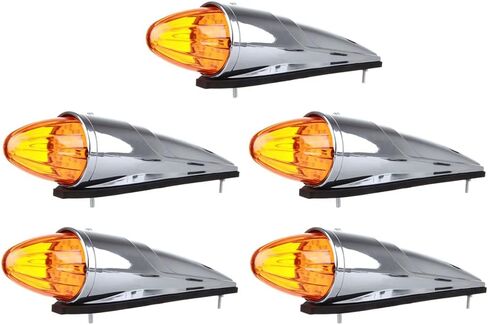 cciyu 5x 17 Led Torpedo Cab Marker Lights Chrome Heavy Duty Trucks Replacement for International Kenworth/Peterbilt/Freightliner/Mack Amber Len in Saudi Arabia