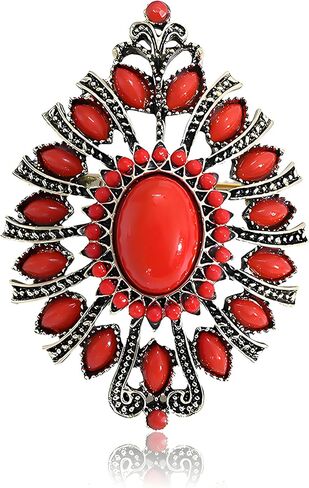 Dreuyet Turquoise Brooch Pin for Women Men Western Cowboy Cowgirl Oval Teardrop Laple Pins Vintage Retro Turquoise Bead Country Jewelry Accessories in Saudi Arabia