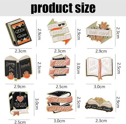 9PCS Multicolor Book Enamel Pins, Brooches & Pins for Clothing, Bags, Backpacks, Jackets, Hat Decoration, Party Favors, Literary Teacher Student Readers Book Lovers Gift in Saudi Arabia