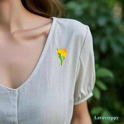 Enamel Pin,Yellow Daffodil Lapel Pin,Hope And Optimism Badge,Pin For Birthday Wedding Anniversary Memorial Funeral Charity Party,Flower Brooch,DIY Decor,Gift For Teens Teacher Nurse Doctors in Saudi Arabia