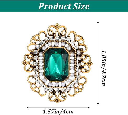 Antique Rhinestone Brooch, Victorian Crystal Pearl Lapel Pin Baroque Gold Tone Jewelry Gift Elegant Wedding Festival Accessory for Women in Saudi Arabia