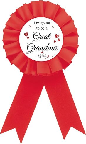 Red Great Grandma To Be Again Tinplate Badge Pin, Rosette Brooch for Baby Shower Party, Gender Reveal Gift, Medium Size in Saudi Arabia