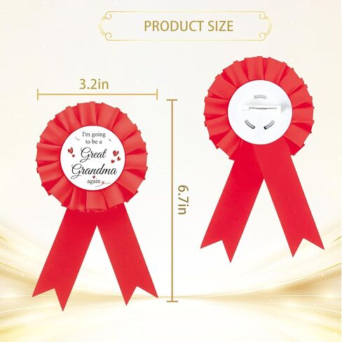 Red Great Grandma To Be Again Tinplate Badge Pin, Rosette Brooch for Baby Shower Party, Gender Reveal Gift, Medium Size in Saudi Arabia