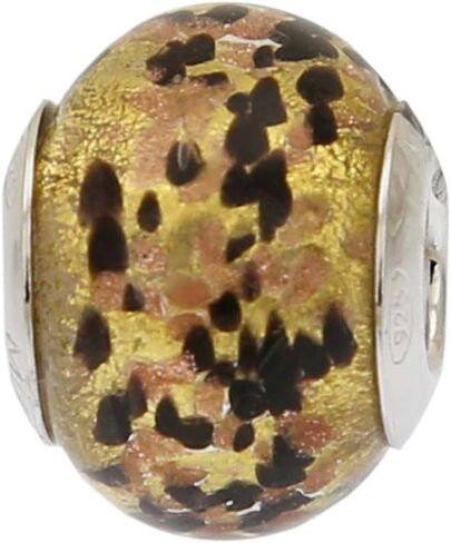 Glass Of Venice Murano Glass Black Gold Confetti Charm Bead in Saudi Arabia