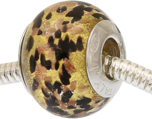 Glass Of Venice Murano Glass Black Gold Confetti Charm Bead in Saudi Arabia