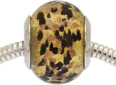 Glass Of Venice Murano Glass Black Gold Confetti Charm Bead in Saudi Arabia