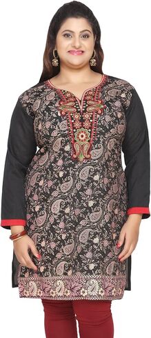 Maple Clothing Plus Size India Tunic Top Kurti Embroidered Kurta Women's Apparel Wedding Guest Outfit in Saudi Arabia