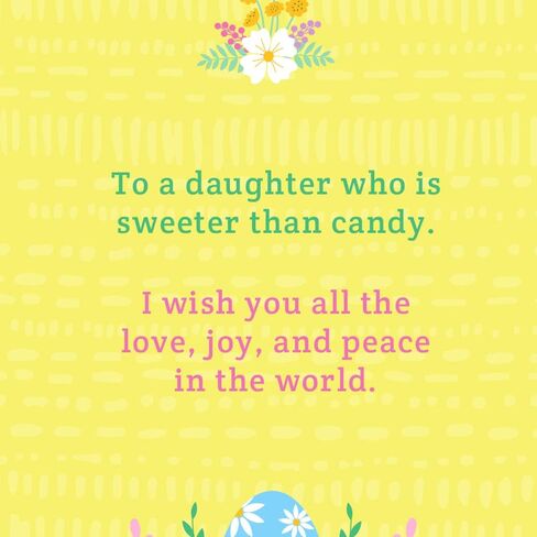 Prime Greetings Daughter Easter Card, Made in America, Eco-Friendly, Thick Card Stock with Premium Envelope 5in x 7.75in, Packaged in Protective Mailer in Saudi Arabia